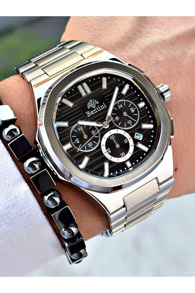 Bentini Men's Wrist Watch – Functional, Steel Band, Waterproof, 2-Year Warranty