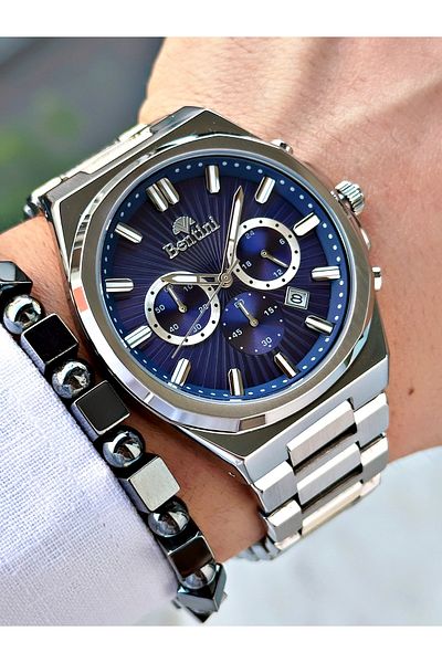 Bentini Men's Wrist Watch – Functional, Steel Band, Waterproof, 2-Year Warranty