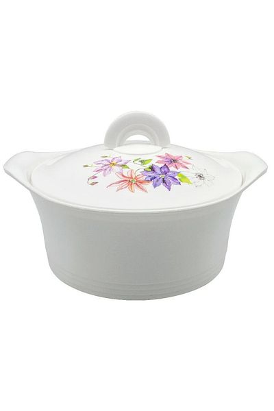 BASURRAH 3-Piece White Decorated Food Container Set – 1L, 1.5L & 2.5L Airtight Storage for Kitchen & Serving
