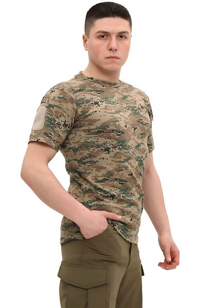 SINGLE SWORD Short Sleeve Crew Neck Lycra Pixel Unisex Regular Tactical Cotton T-Shirt/T-Shirt