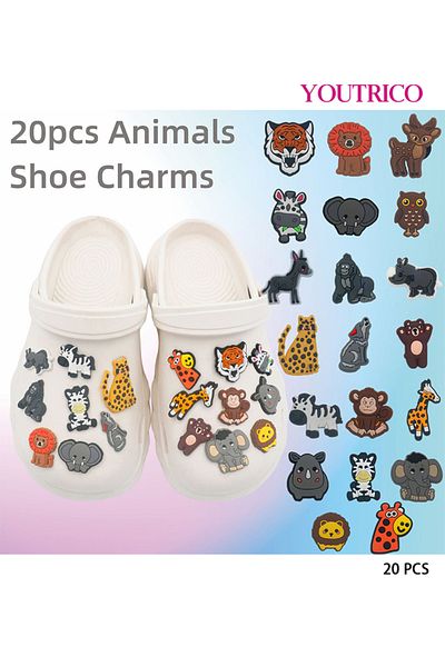 Youtrico 20pcs Animal Series Jibbitz Charms For Crocs - Slipper Ornament