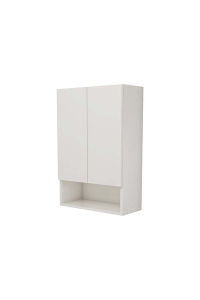 haaus.ro Corp Baie Zed, Suspendat, 2 Usi, Alb lucios/Alb, MDF, L 48 x l 22 x H 72 cm