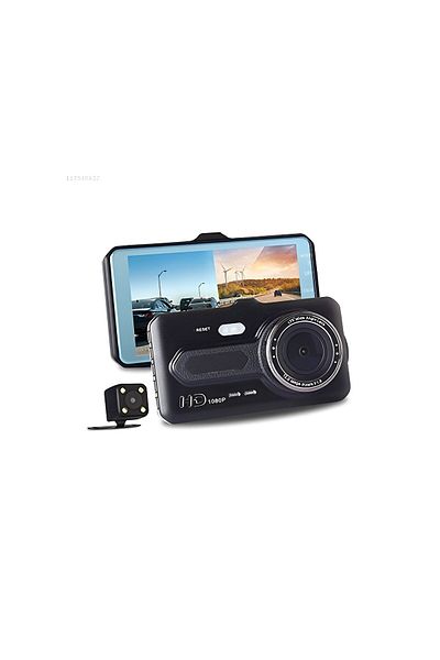 ideal STORE Set of 2 idealSTORE car DVR HD cameras, Rear view camera function, 4 inch screen, Front + Rear recording