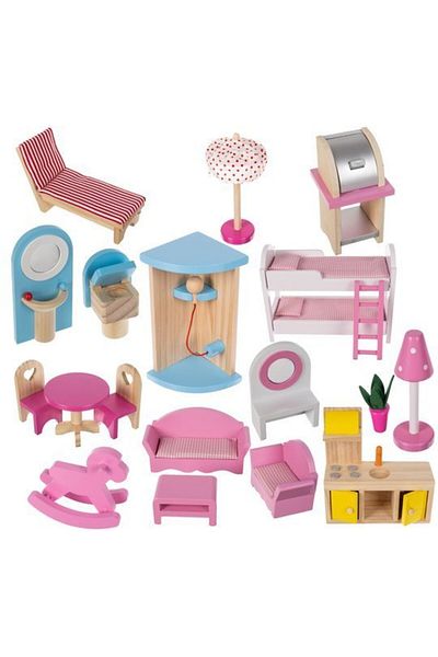 OEM XXL Wooden Dollhouse without Borders, "Happy Doll House", 3 Floors, Balcony, Multi