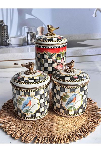 ROSSEV Paradise 3-Piece Enamel Jar Set