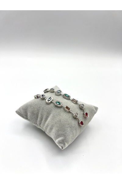 Kokoş İşler Steel Earrings with 7 Elements of Stones