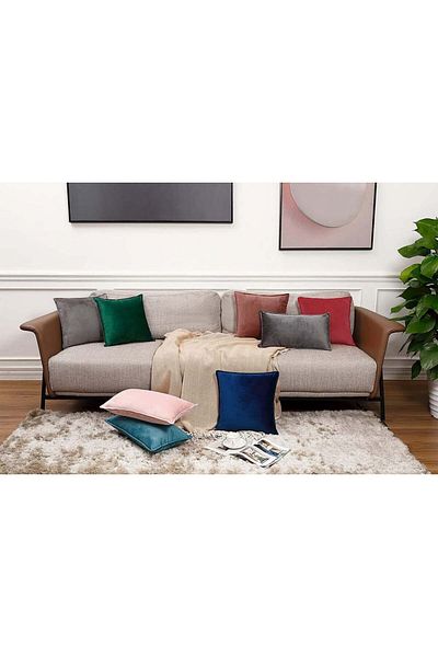 Tan.Tomi Set of 2 pillowcases TAN. TOMI, velvet, dark coral, 50 X 50 cm