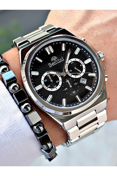 Bentini Men's Wrist Watch – Functional, Steel Band, Waterproof, 2-Year Warranty
