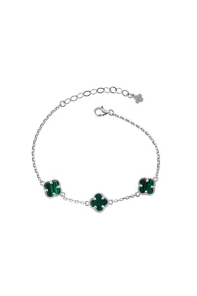 Unika Brățară cu trifoi verde de malachit