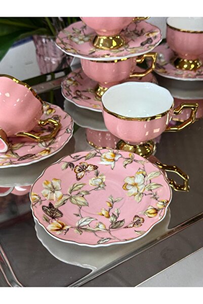 Kosova Eldon 6Kişilik Porselen Fincan Takımı PUDRA