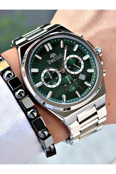 Bentini Men's Wrist Watch – Functional, Steel Band, Waterproof, 2-Year Warranty