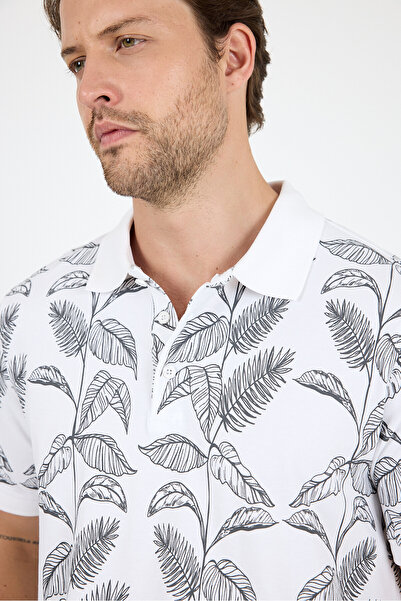 Rodi Men's Polo Neck Patterned T-Shirt – 95% Cotton 5% Elastane – Stylish, Flexible and Comfortable Short Sleeve T-Shirt 0033