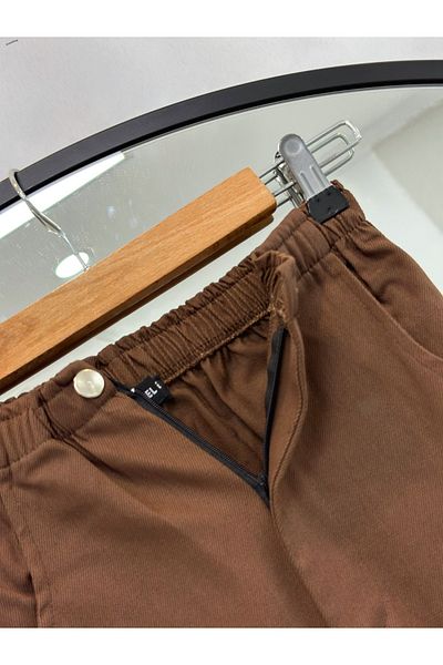 YEDİLALE Elastic Waist Gabardine Casual Cut Tube Leg Pants