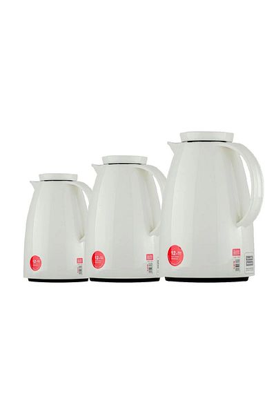 BASURRAH White Glossy Tea Thermos Set, 3 Pieces, Size 1.5 - 1 - 0.5 Liters