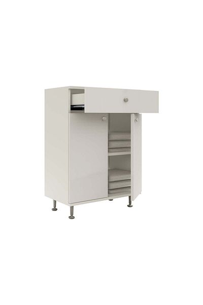 haaus.ro Corp Baie Zaria, 1 Sertar, 2 Usi, Alb lucios/Alb, MDF, L 60 x l 35 x H 85 cm