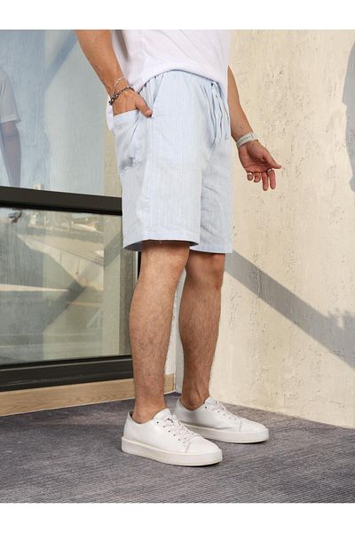 PASSWORD Men's Shorts Summer Linen High Waist Elastic Loose Fit
