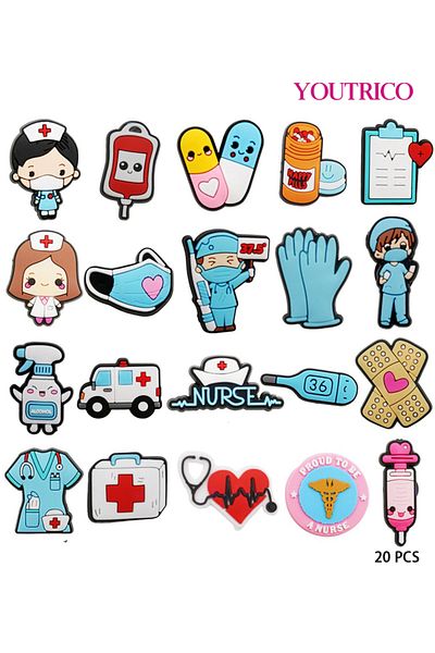 Youtrico 20pcs Medical-themed Jibbitz Charms For Crocs - Slipper Ornament