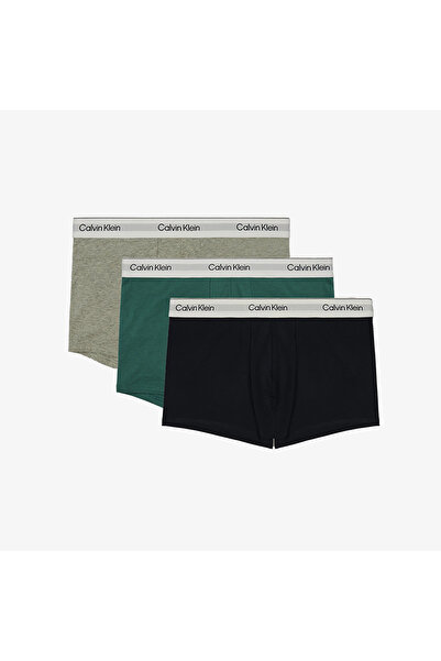 Calvin Klein Low Rise Erkek Yeşil/Gri/Siyah 3'lü Boxer