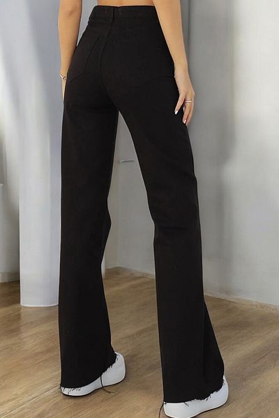 Livik Grace Young Girl Black High Waist Elastane Blended Modern Wide Leg Jeans
