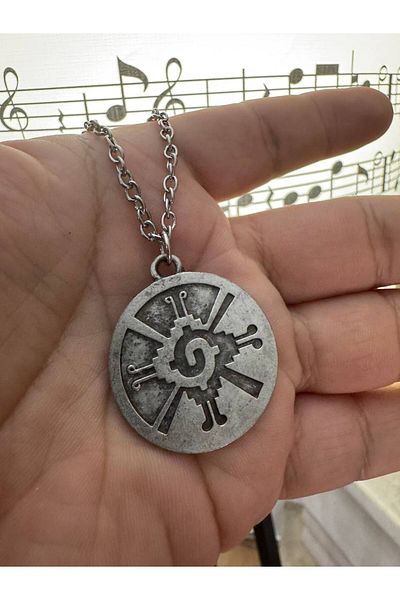 Herşey Nota Silver Color Hunab Ku Locket Unisex Necklace – Universal Symbol of Mayan Wisdom