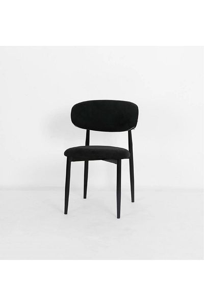 rexa Modern Curved-Back Wooden Chair – Beige Fabric Seat with Dark Wood Base, 80 cm Height