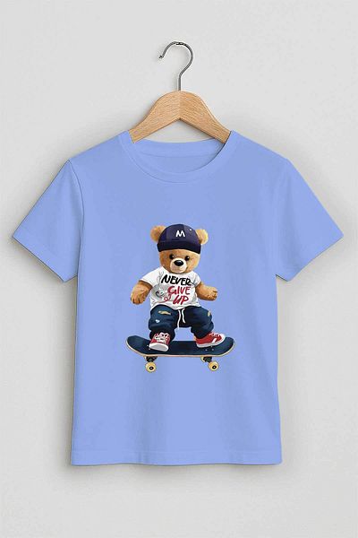 peki baby&kids Tricou cu imprimeu Teddy pentru skateboarding din bumbac pieptănat pentru băieți 19479