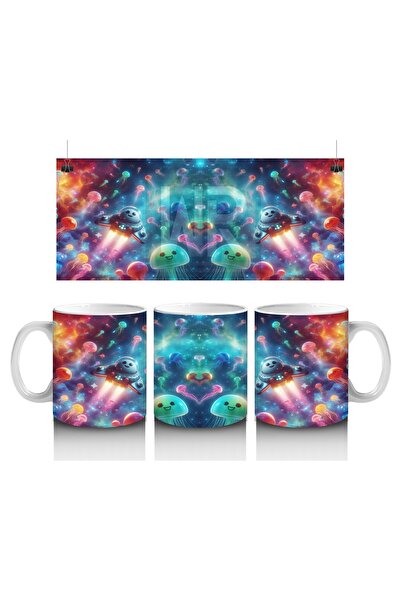 Wisdom Rain كوب منقوش عليه دببة طائرة في الفضاء وحيوانات بحرية متوهجة تحب الأ...