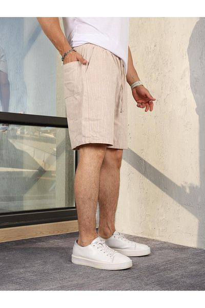 PASSWORD Men's Shorts Summer Linen High Waist Elastic Loose Fit