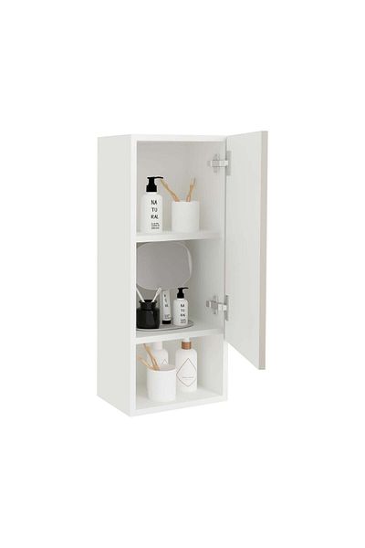 haaus.ro Corp Baie Zed, Suspendat, 1 Usa, Gri Lucios/Alb, MDF, L 30 x l 22 x 72 cm