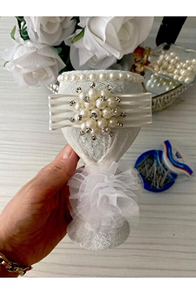 nuksoc Beyaz Nikah Düğün İçin Kurdele Süslemeli İğnelik Kına Gecesi İğne Sünn...