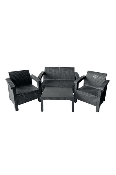ideal STORE idealSTORE BellaVita Garden Furniture Set, with Sofa, 2 Armchairs, and a Table, Rattan Look, Assembled