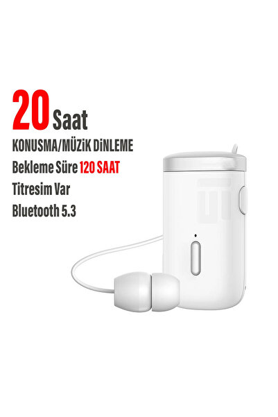 EXENAR Makaralı Kulaklık Titreşimli Yaka Mandallı Makaralı Bluetooth Kulaklık...