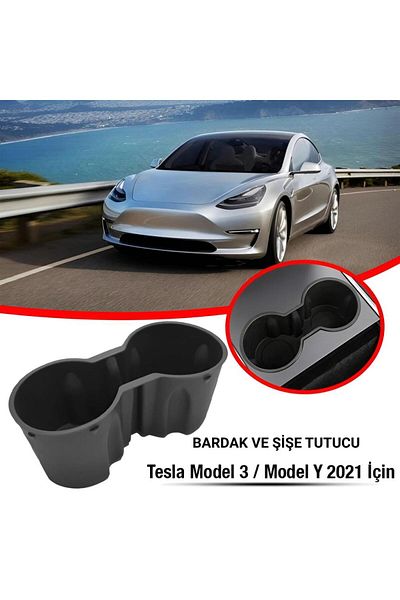 Polham Suport pentru pahare și sticle compatibil cu Tesla Model 3 și Model Y, silicon detașabil curățabil B