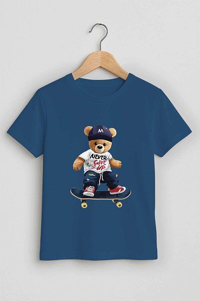 peki baby&kids Tricou cu imprimeu Teddy pentru skateboarding din bumbac pieptănat pentru băiat 19479