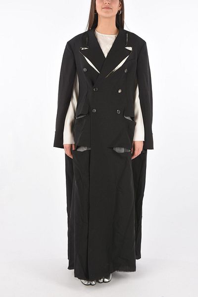 Maison Margiela Mm0 Cut Out Details Double Breasted Coat