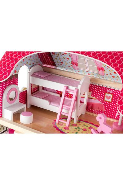 OEM Wooden dollhouse, DREAM VILLA, with garden, garage and LED lighting, 3 floors, 9 rooms, 9