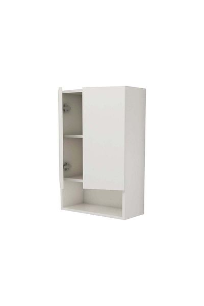 haaus.ro Corp Baie Zed, Suspendat, 2 Usi, Alb lucios/Alb, MDF, L 48 x l 22 x H 72 cm