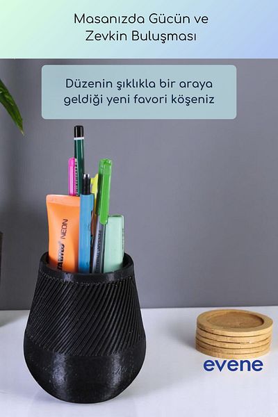 Evene Θήκη για στυλό Επιτραπέζια θήκη για στυλό Organizer Θήκη για στυλό Μαύρο Χρώμα Μοντέλο 89