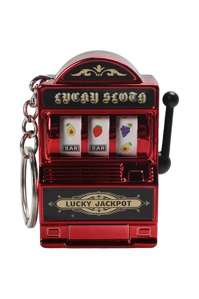 dalimag Breloc Model Slot Machine, Mecanism Functional, 4x6 cm, Plastic, Rosu