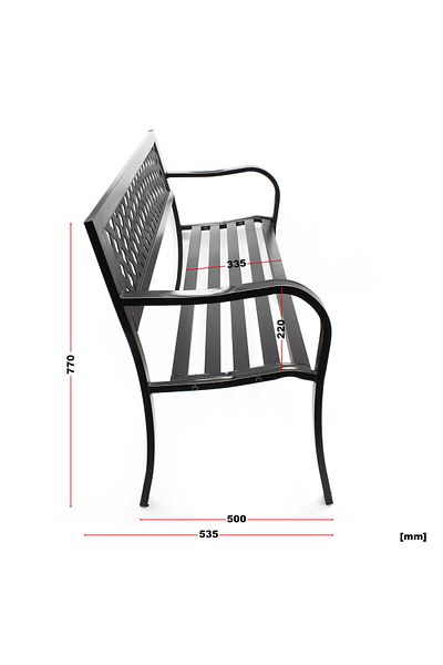 ideal STORE IdealStore Garden Collections Garden Bench, Patterned Backrest, Iron Frame, Poplar Wood, Dimen