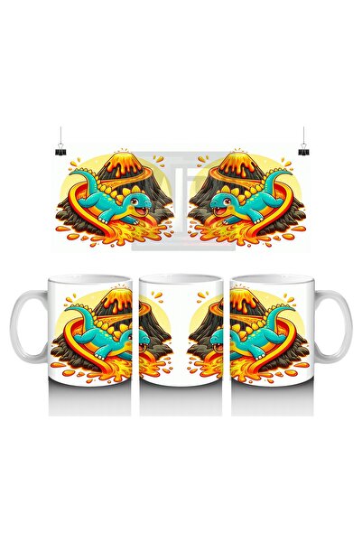 Wisdom Rain كوب على شكل ديناصور يفرح أثناء التزلج على زحليقة الحمم البركانية، مما يحب الأطفال الحليب