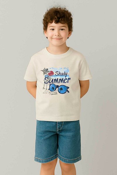 peki baby&kids Well Yaz Boy's Single Jersey Shady Summer Printed T-Shirt 19001