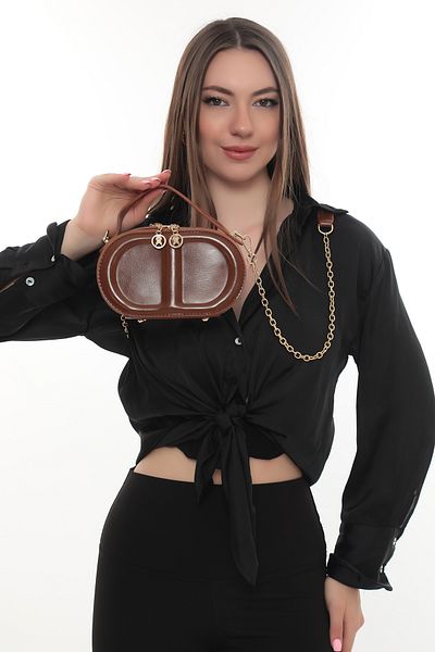 besmoda Geantă de umăr pentru femei Taba cu două compartimente