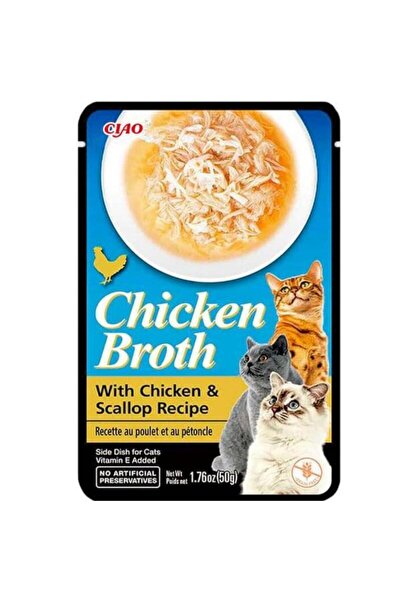 Ciao Chicken Broth Tavuk Sulu ve Deniz Taraklı Kedi Çorbası 50 Gr