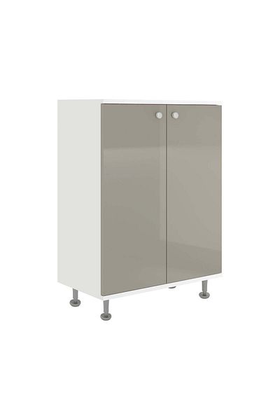 haaus.ro Corp Baie Zaria, 2 Usi, Gri Lucios/Alb, MDF, L 60 x l 35 x H 85 cm