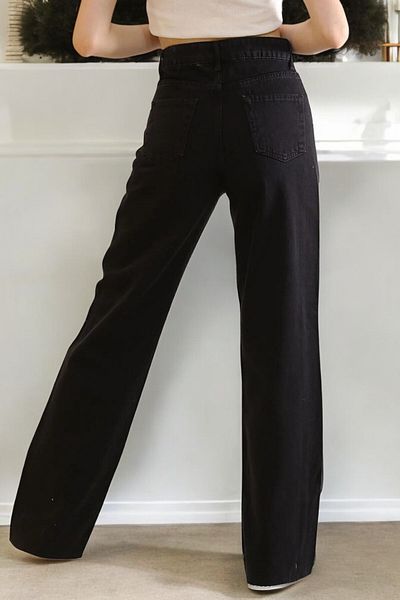 Livik Destiny Young Girl Black High Waist Elastane Blended Modern 90's Loose Leg Jeans