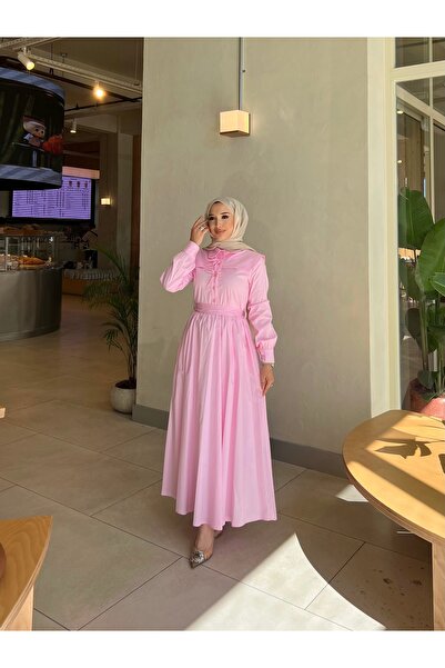 dezer فستان من قماش القطن والبوبلين مع فيونكة