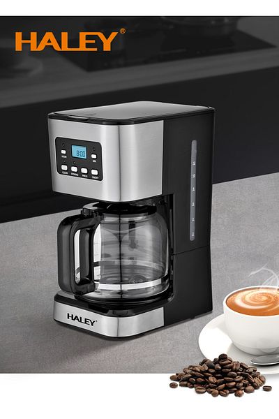 HALEY HALEY Coffee Maker 950W, 1.5L, LED Display, Anti-Drip, Smart Brewing, Stainless Steel