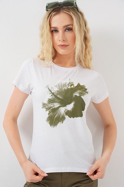 Bigdart Women's Printed Basic T-Shirt 4349 - Khaki