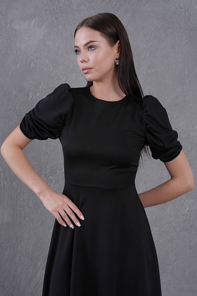 Secret Passion Lingerie New Season Scuba Crepe Fabric Balloon Sleeve Round Neck Midi Length Flared Cut Women's Evening Dress 092